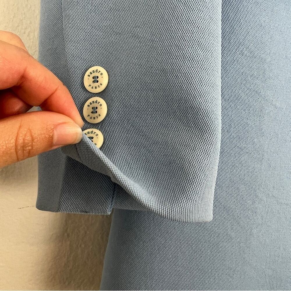SANDRO Paris | NEW $490 Baby Sky Blue Ciel Blazer Quiet Luxury Workwear 34 - Picture 13 of 16